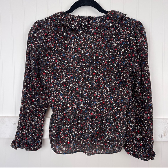 MADEWELL Silk Ruffle-Hem Wrap Top in Starry Night - Picture 7 of 9